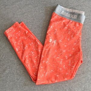 Under Armour Neon Orange Leggings - youth L